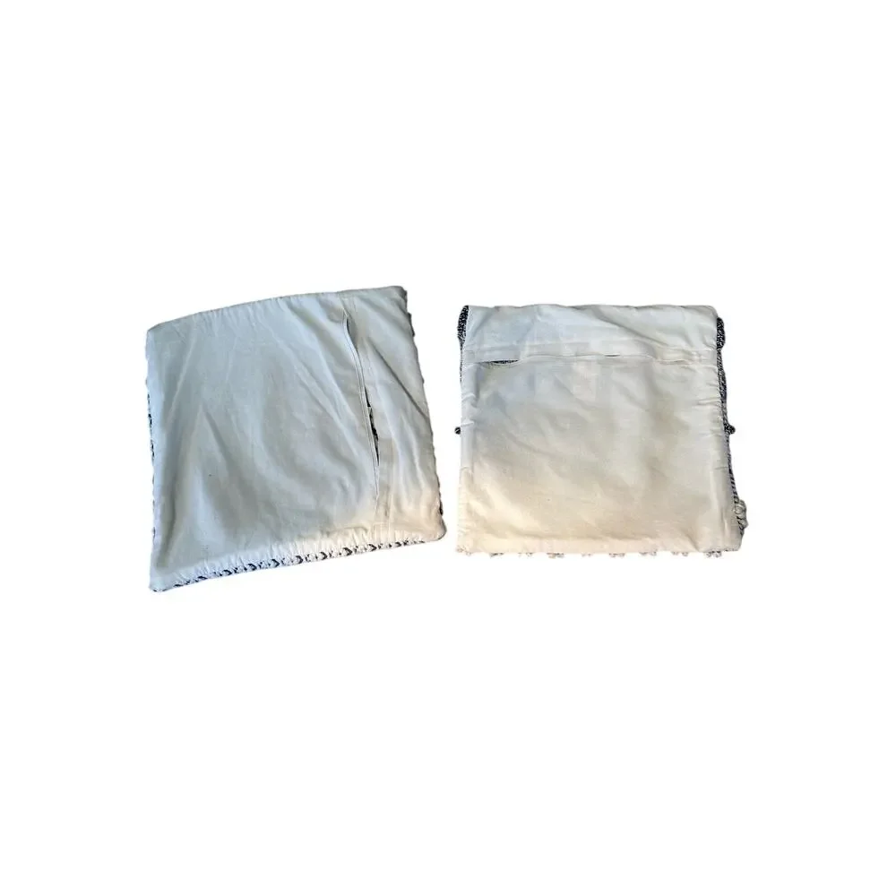 2 Crate & Barrel Cream/Black Textured Large Throw Pillow Covers 20x20